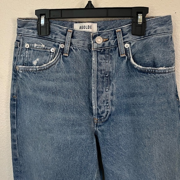 AGOLDE | Classic Jamie High-Rise Tapered Distressed Wash Denim Jeans | Size 25 - Picture 7 of 16